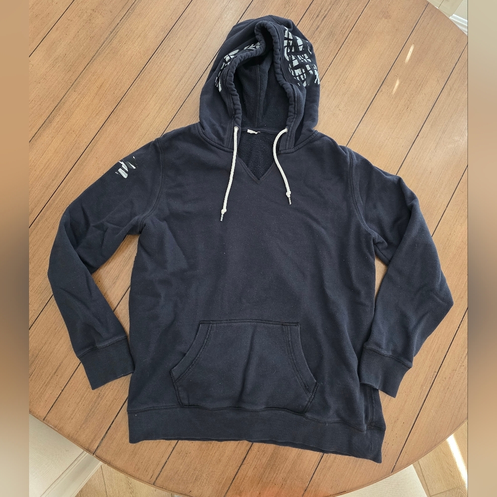 UNDER ARMOUR Logo Favorite Fleece Pullover Black Notch Hoodie ** Large  ** EUC!!